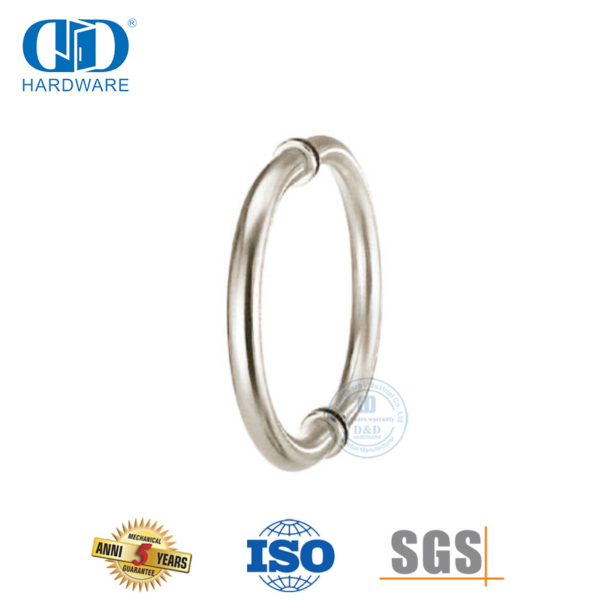 Poignée de porte en verre trempé d'immeuble de bureaux de salle de douche en acier inoxydable de forme circulaire spéciale personnalisée-DDPH008