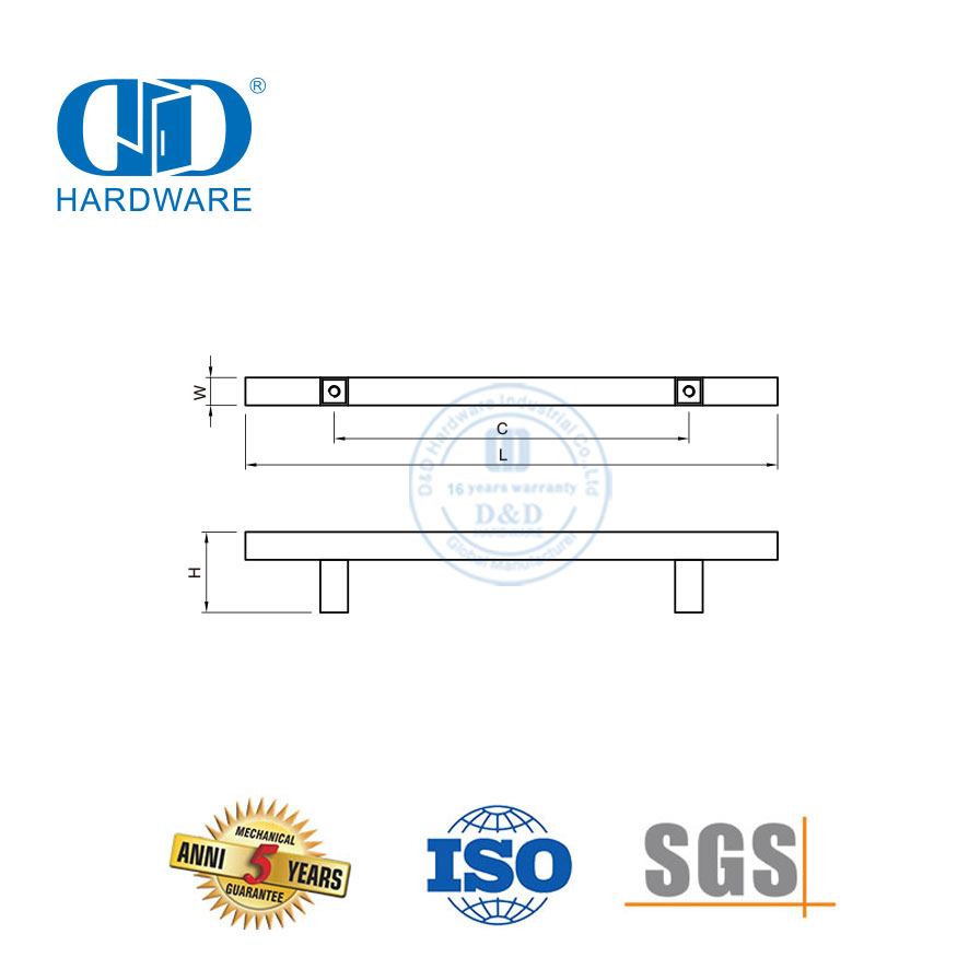 Poignée de porte latérale en forme de H en acier inoxydable, vente directe personnalisée, poignée de porte brossée en acier inoxydable-DDFH019
