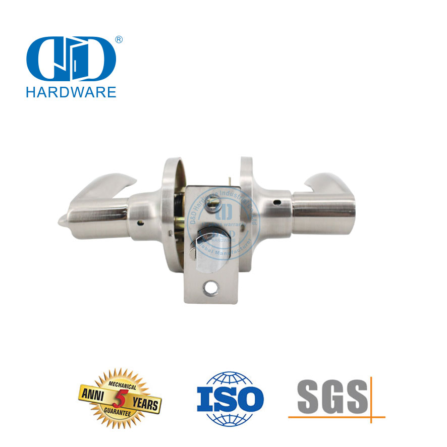 Excellente quincaillerie en acier inoxydable Rosette boule cylindrique tubulaire verrouillable bouton serrure pour débarras Bathroom-DDLK013