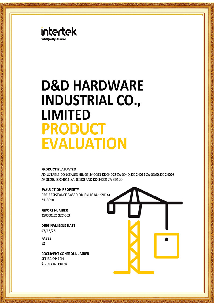 Charnière de porte cachée pour appartement coupe-feu avec EN1935-DDCH008-G80