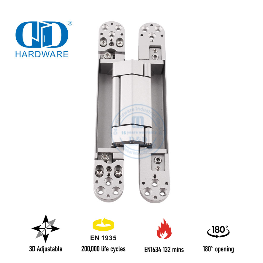 Charnière de porte dissimulée réglable de 120 kg EN1935 pour porte en métal coupe-feu-DDCH008-G120