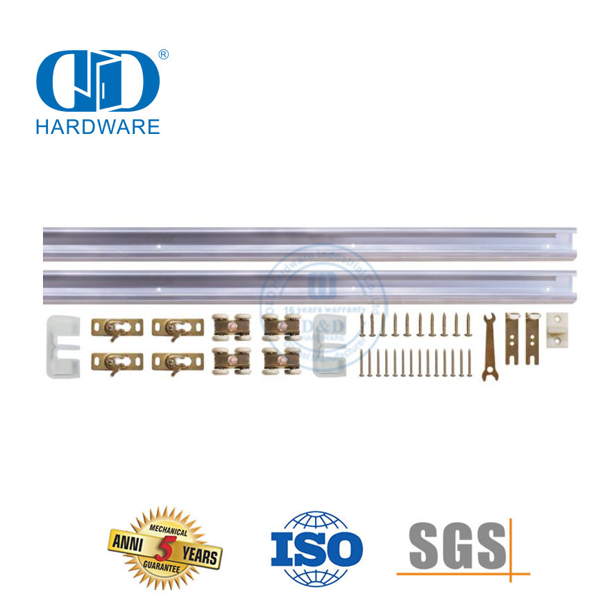Kit de quincaillerie décorative pour porte de grange en acier inoxydable, rouleau de roue, porte en bois Hardware-DDBD068