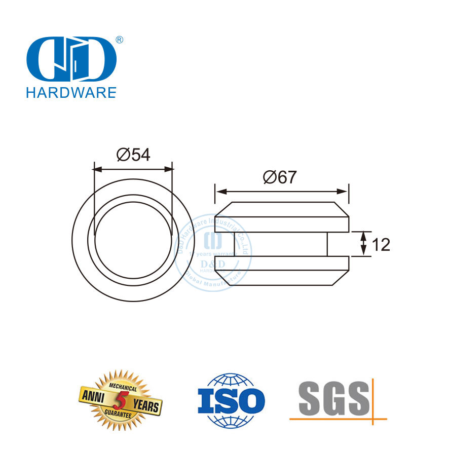 Bouton de cabine de douche en acier inoxydable, forme ronde, poignée de porte coulissante de douche en verre, Knob-DDSL001-1