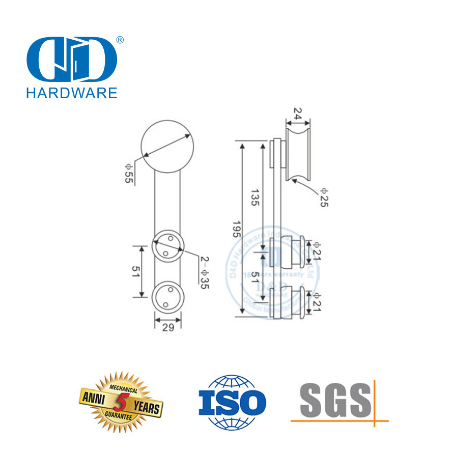 Ensemble d'accessoires en acier inoxydable OEM, accessoires en verre, quincaillerie de porte, raccord en verre pour Bathroom-DDGS102