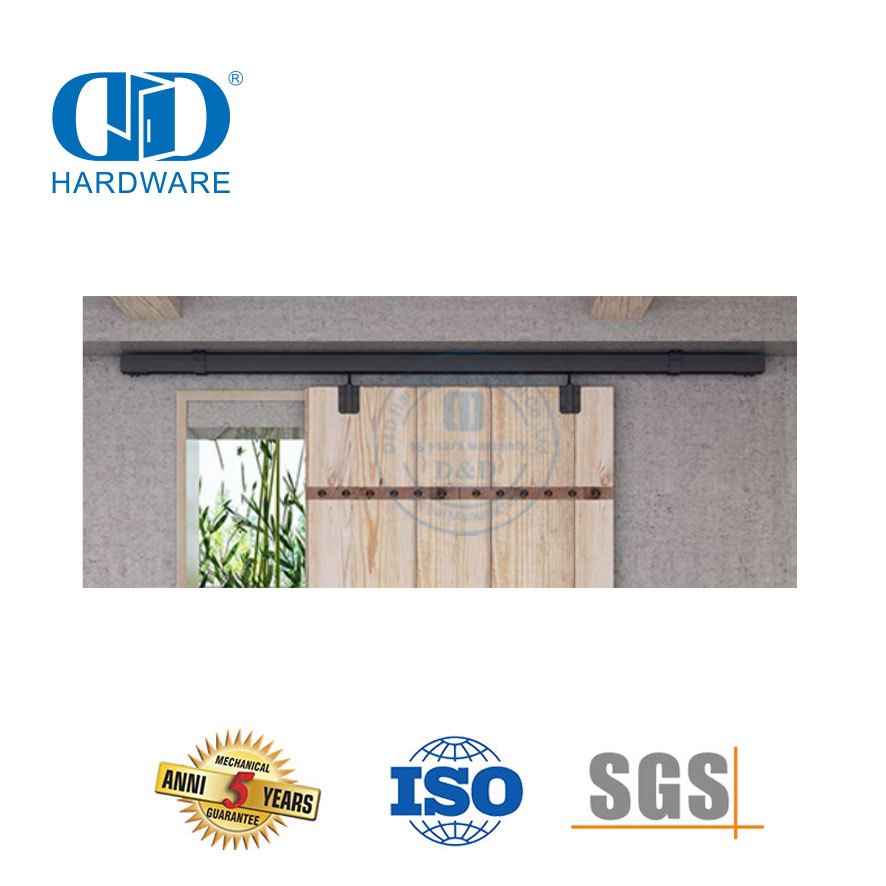 Matériel de porte de grange coulissante de dérivation à voie unique robuste en acier inoxydable Hardware-DDBD037 de porte de grange à grande roue à rayons