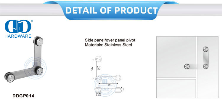 Panneau latéral en acier inoxydable sur panneau pivotant matériel en verre porte en verre Pivot-DDGP014