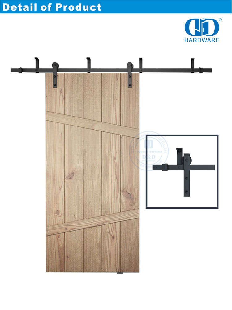 Ensemble de rails de quincaillerie de porte en acier inoxydable, quincaillerie de porte en bois de grange bi-pliante, Hardware-DDBD007