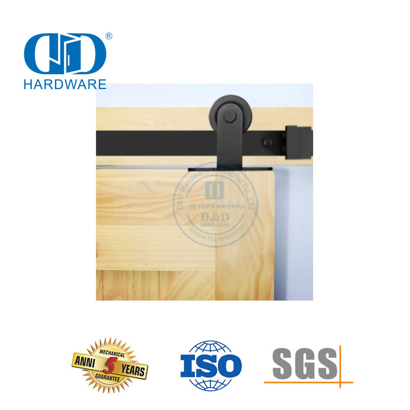 Portes en bois simples et doubles en carbone modernes, Rail de porte de grange, quincaillerie en acier noir, Rail de porte en bois de grange Hardware-DDBD002