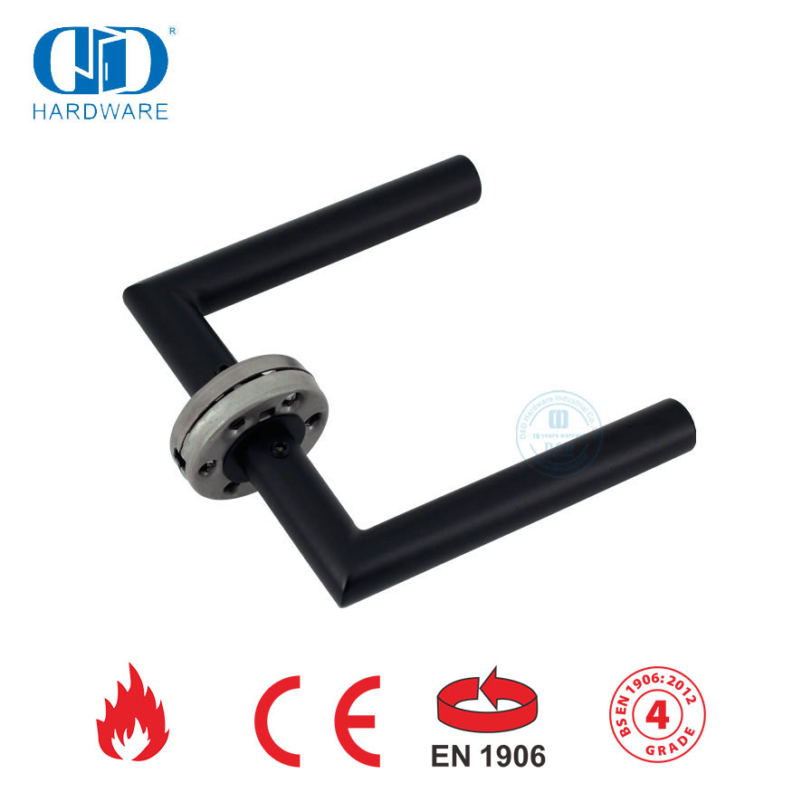 Accessoires de serrure de porte à mortaise EN 1906 poignée de porte d'entrée noire mate-DDTH003-MB