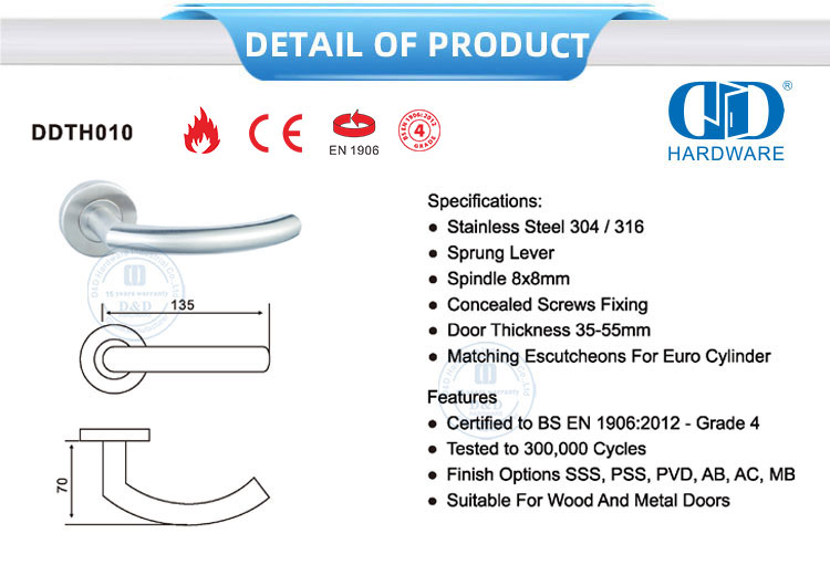 Poign&eacute;e de porte en forme de L
