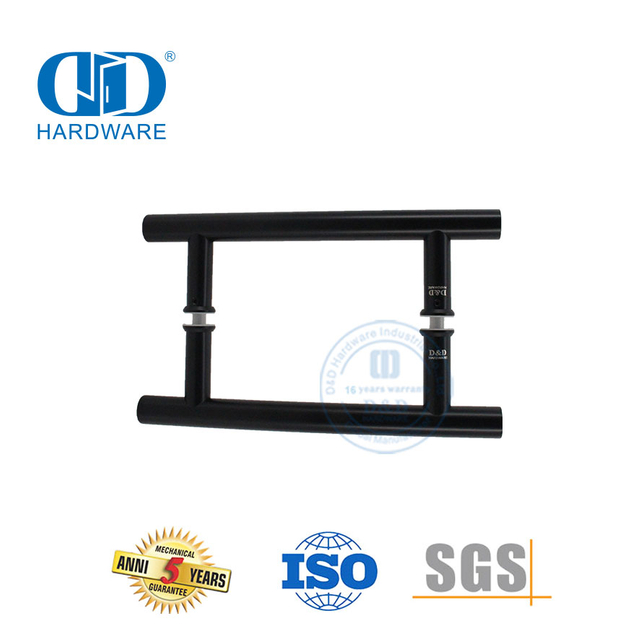 Poignée de traction accessoire de porte en verre en forme de H noir mat de style classique-DDPH001-A Φ22-Noir