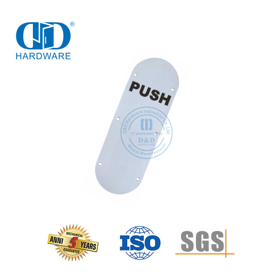 Plaque de poussée en acier inoxydable multi-finition, plaque de signalisation de type rond, plaque de signalisation suspendue, plaque de signature de porte en bois et en métal-DDSP006