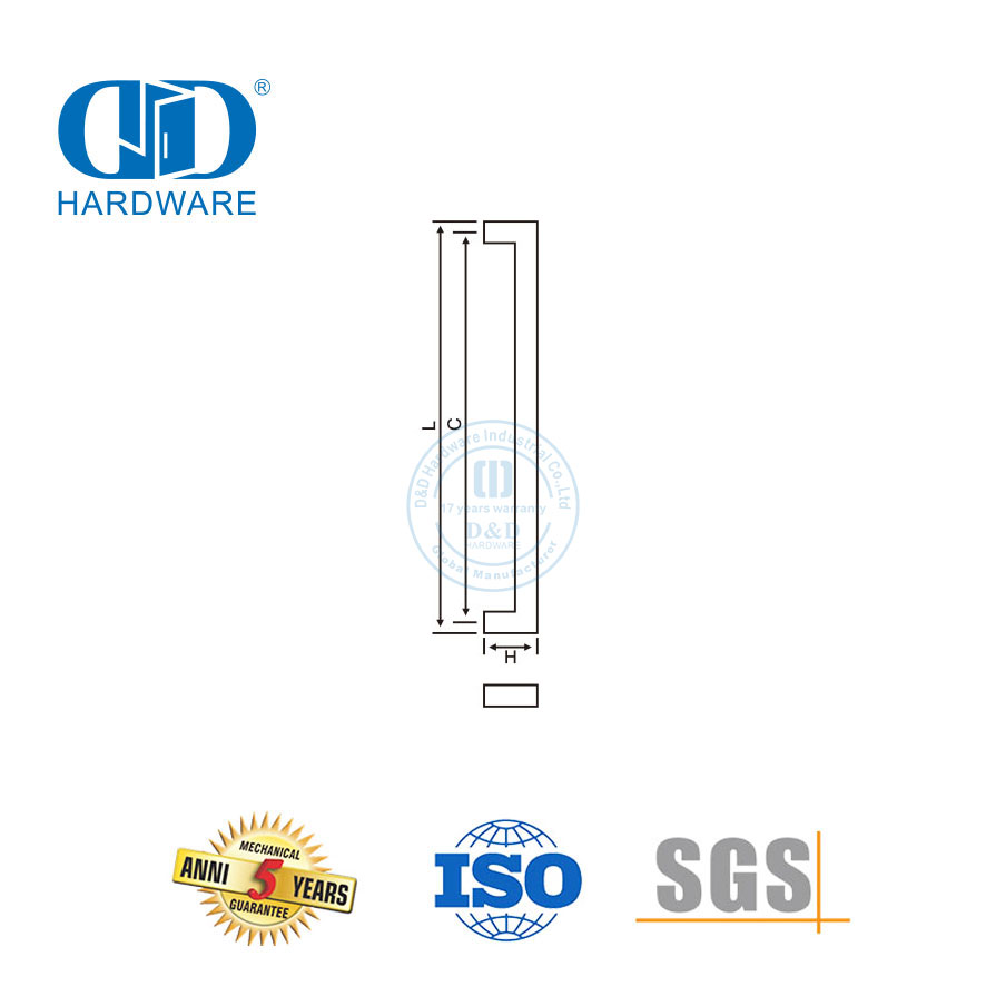 Poignée de traction en tube carré SUS316 D, nouveau design pour porte en verre-DDPH015-E-PSS