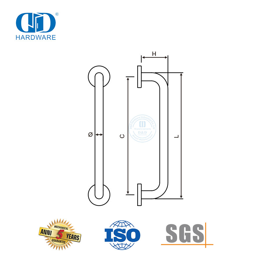  Porte-serviettes rond en acier inoxydable, accessoires de salle de bains, poignée de traction-DDPH019