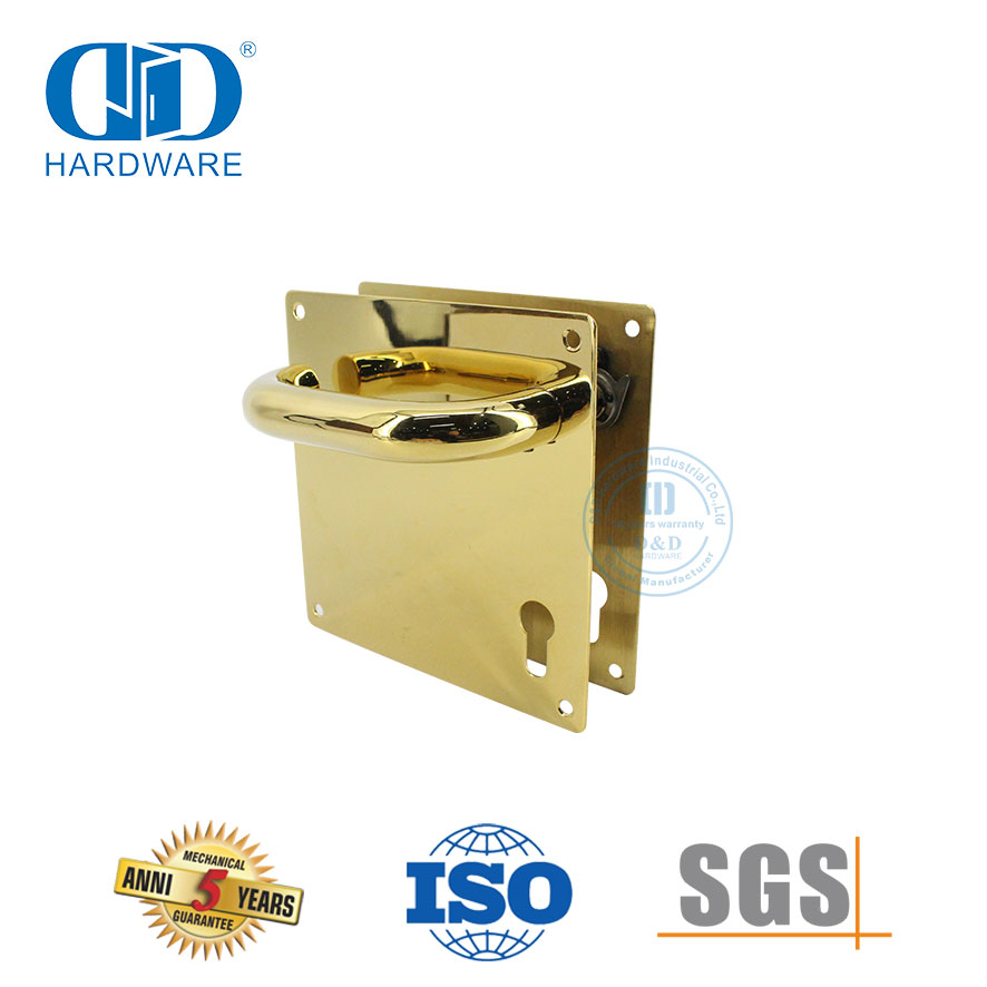 Poignée de levier de porte en acier inoxydable durable de centre à centre de 85 mm avec plaque-DDTP001-PVD