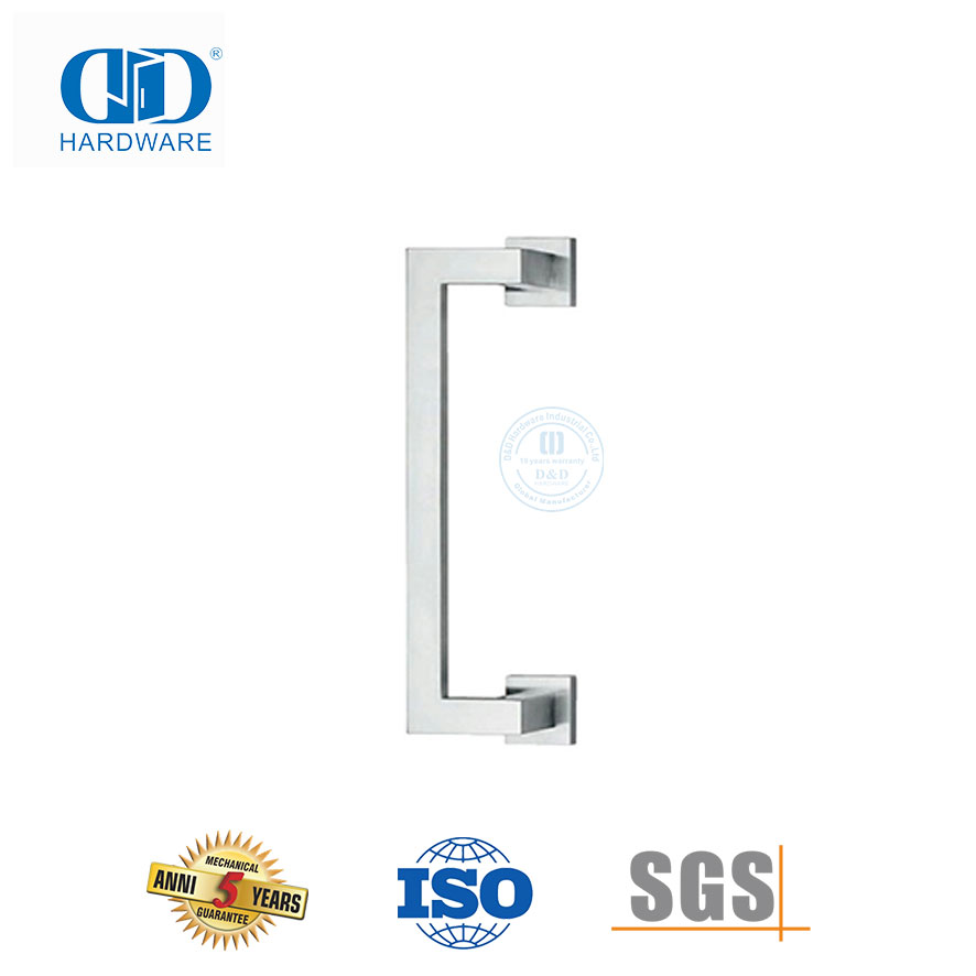 Poignée de porte carrée à tirer et à pousser en acier inoxydable 304 d'un côté pour porte en verre de bureau-DDPH036