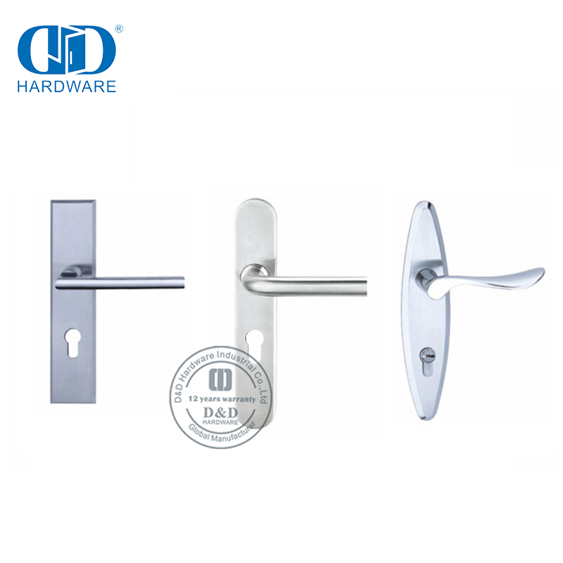 Poignée de levier de porte en acier inoxydable durable de centre à centre de 85 mm avec plaque-DDTP001-PVD