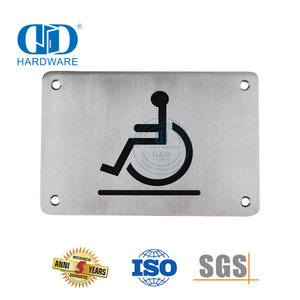 Plaque de signalisation de type carré en acier inoxydable, plaque de signalisation de désactivation, plaque de signalisation de toilettes de salle de bains pour personnes handicapées-DDSP001-Disabled
