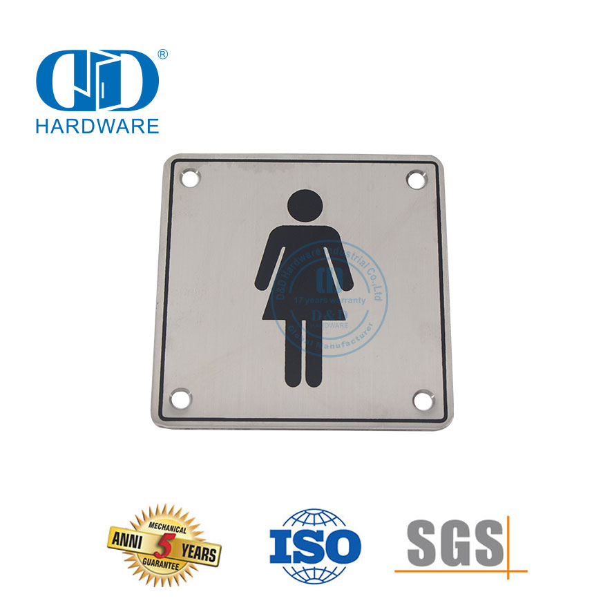 Symbole de signes de salle de bains, plaque de signalisation féminine en acier inoxydable pour toilettes, salle de bains, porte de toilette, Plate-DDSP002