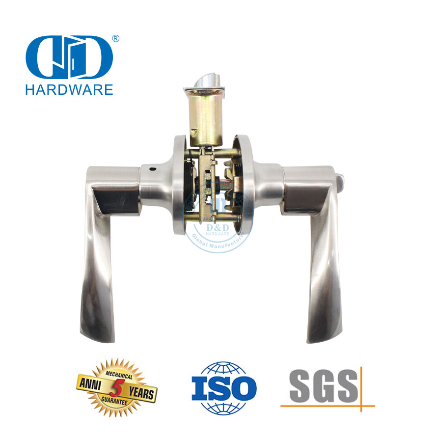 Excellente quincaillerie en acier inoxydable Rosette boule cylindrique tubulaire verrouillable bouton serrure pour débarras Bathroom-DDLK013