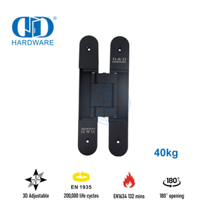 Charnière de porte intérieure réglable de sécurité dissimulée 3D en alliage de zinc de différentes finitions-DDCH008-G40