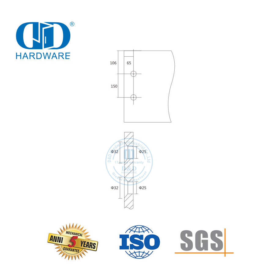 Poteau pivotant pour raccords de porte en verre en acier inoxydable avec matériel de verre de fixation à point unique-DDGP003