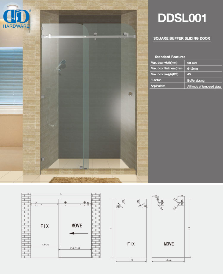 Bouton de cabine de douche en acier inoxydable, forme ronde, poignée de porte coulissante de douche en verre, Knob-DDSL001-1