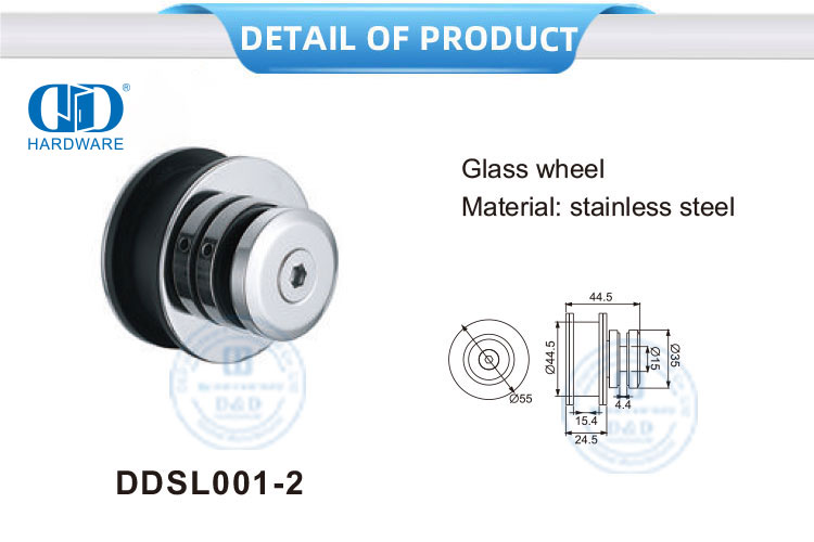 Raccords de quincaillerie pour porte coulissante en acier inoxydable, roue en verre, matériel pour porte coulissante-DDSL001-2
