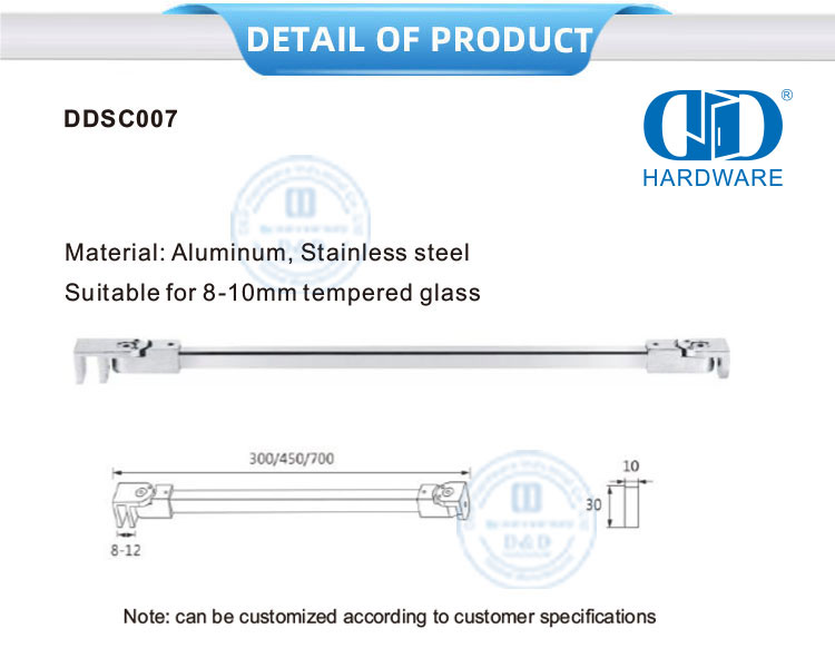 Système de cabine de douche commerciale en acier inoxydable, accessoires de porte en verre, séparateur de douche Panel-DDSC007
