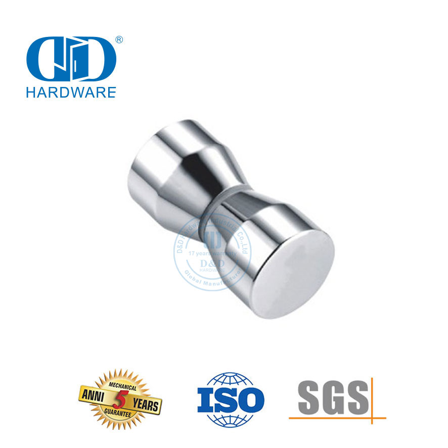 Bouton de poignée de bouton de cabine de douche en acier inoxydable, poignée double face en laiton, boutons de porte de douche sans cadre-DDSK003