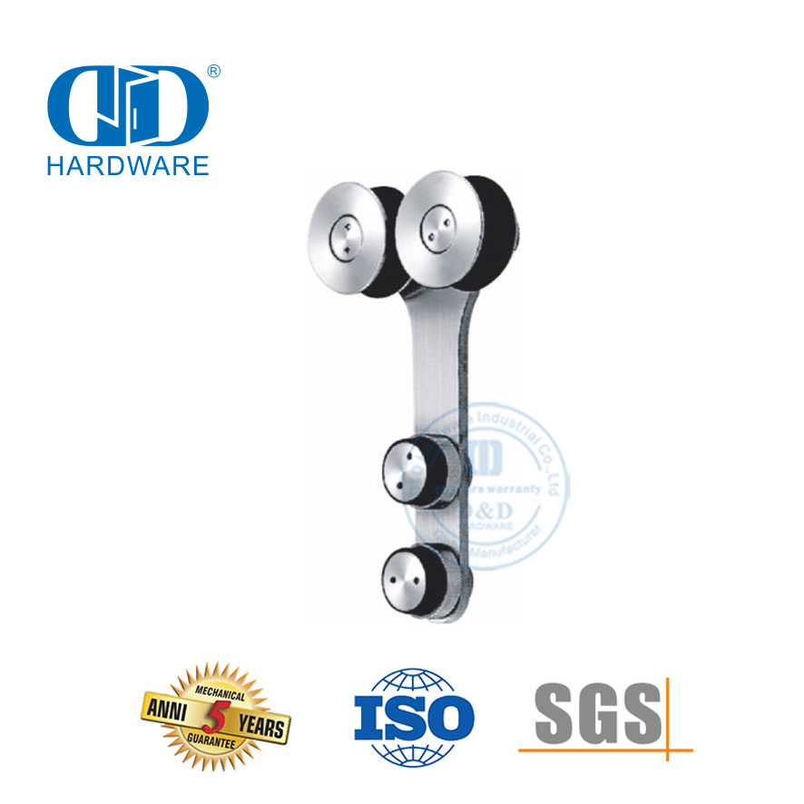 Cintre de porte coulissante en acier inoxydable, ensemble d'accessoires en verre, accessoires de salle de bains, raccord en verre pour Bathroom-DDGS100