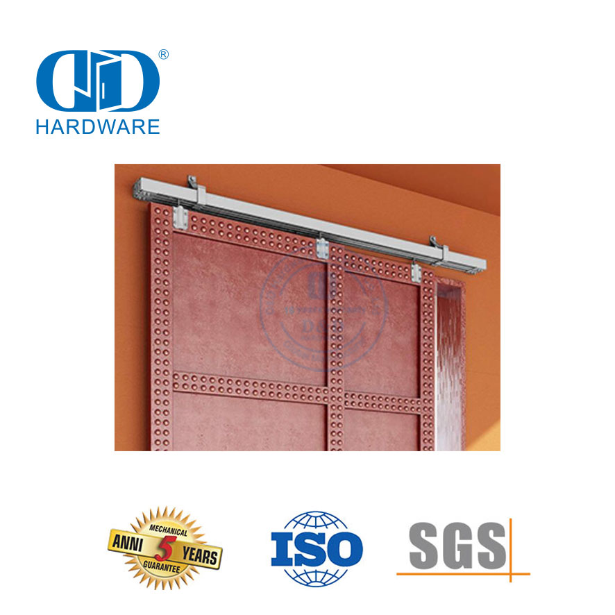 Quincaillerie de porte coulissante Double robuste en acier inoxydable noir, quincaillerie de porte de grange de dérivation pour appartement Kit-DDBD041