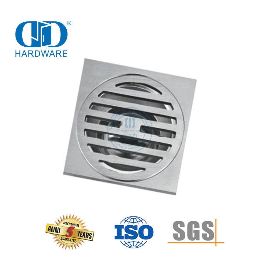 Matériel de salle de bains de Drain de douche de salle de bains de Drain de plancher carré d'acier inoxydable de haute sécurité pour Door-DDFD0011 en verre