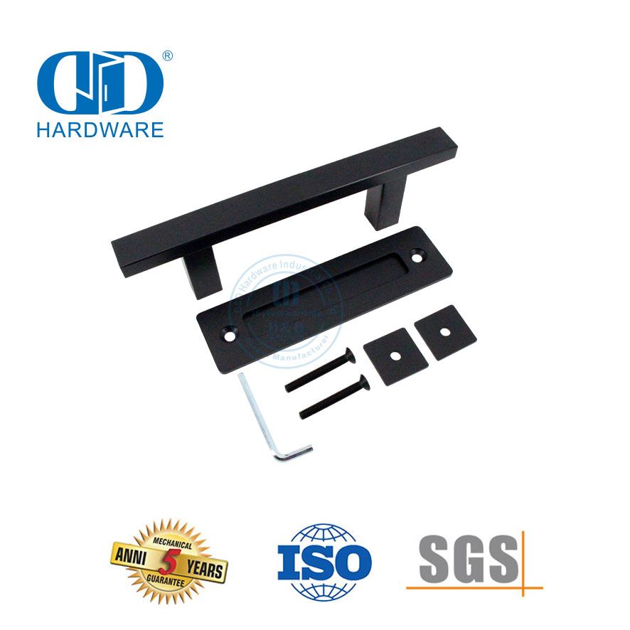 Chine Fabricant en acier inoxydable noir mat cuisine poignée de porte de grange coulissante ensemble poignée de porte double face-DDBD103 noir