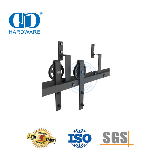 Finition noire en acier inoxydable, porte de grange coulissante en métal, raccords de quincaillerie de construction, rail de quincaillerie de porte Set-DDBD021