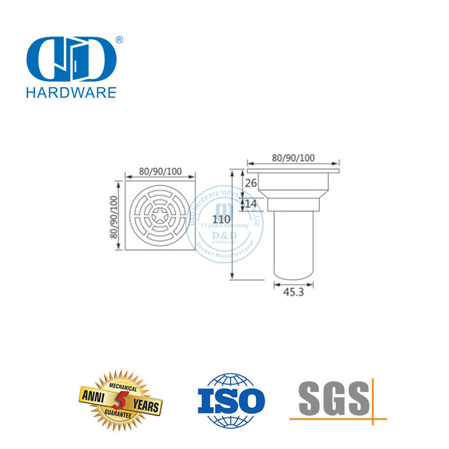 Drain de sol sanitaire en plastique ABS et acier inoxydable, accessoires de meubles, salle de bains, douche Drain-DDFD002