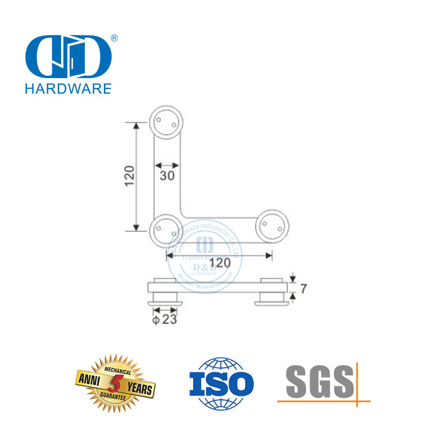Panneau latéral en acier inoxydable sur panneau pivotant matériel en verre porte en verre Pivot-DDGP014