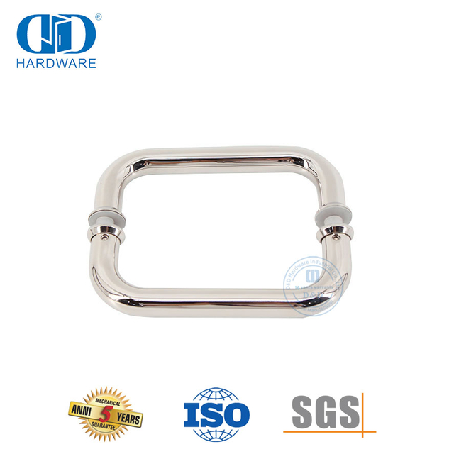 Boutons de porte de salle de bains en acier inoxydable à tube rond en chrome poli Poignée de porte en verre-DDPH007-PSS