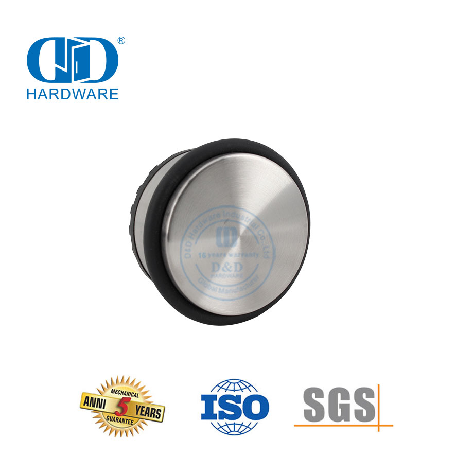 Bonne qualité monté au sol en caoutchouc solide en acier inoxydable 304 caoutchouc métal/porte en bois Stopper-DDDS040