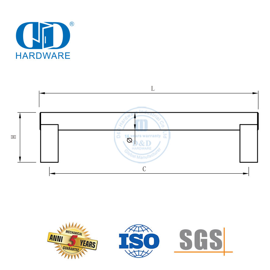 Fabricant de poignées de porte en acier inoxydable de style moderne les plus vendues et durables-DDFH030