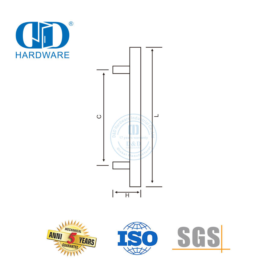  Poignée de traction avancée en acier inoxydable pour porte de douche antirouille-DDPH016-D-SB