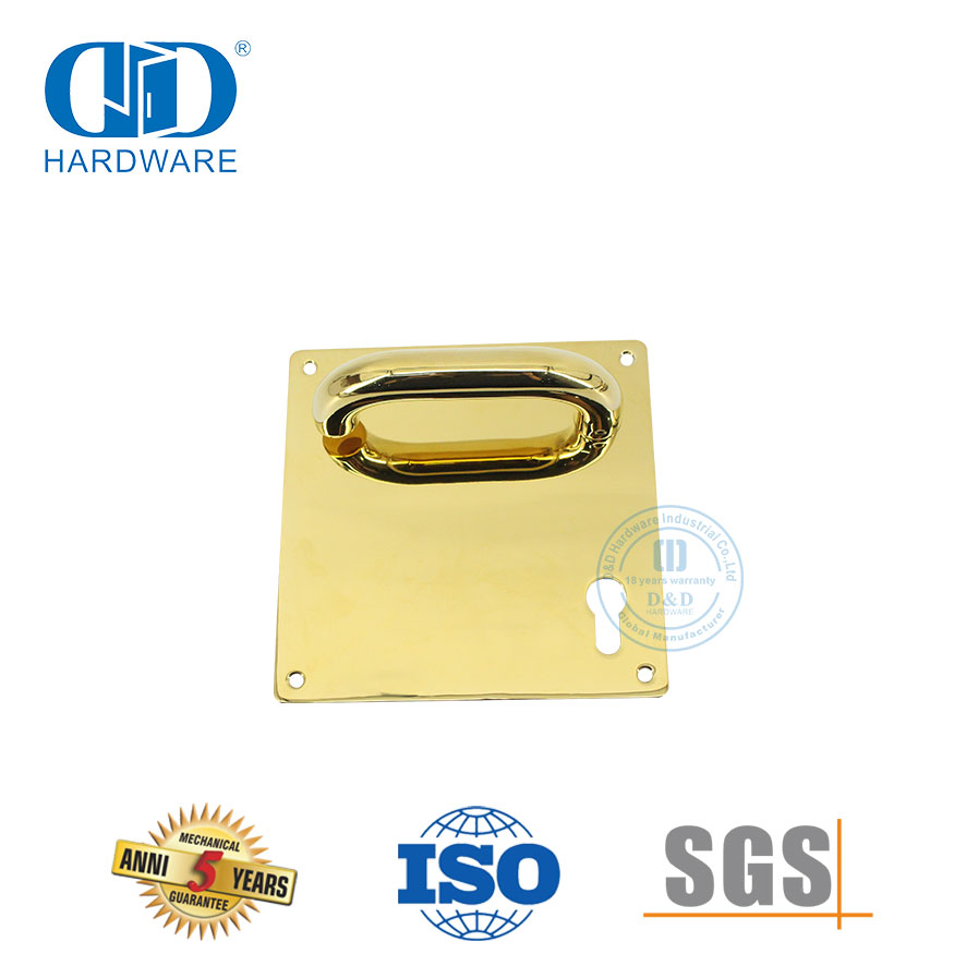 Poignée de levier de porte en acier inoxydable durable de centre à centre de 85 mm avec plaque-DDTP001-PVD