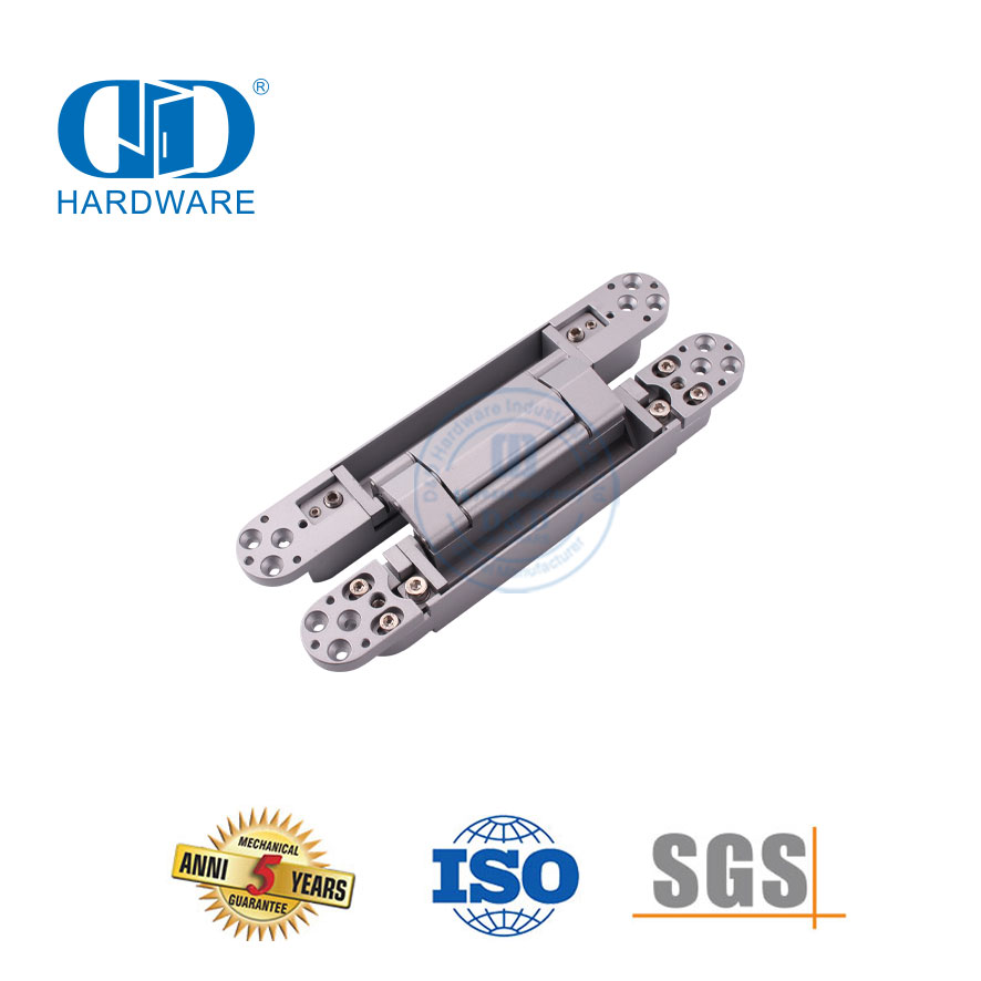 Raccords de quincaillerie architecturale en alliage de zinc 3D pivot caché dissimulé ajustant la charnière métallique intérieure commerciale à 180 degrés-DDCH008-G120