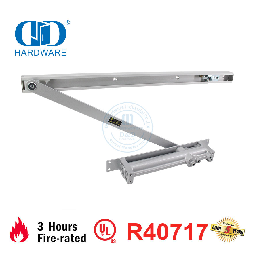 Quincaillerie en aluminium Certification UL Résistance au feu Contrôle réglable Contrôle arrière Ferme-porte intérieur résidentiel hydraulique-DDDC054