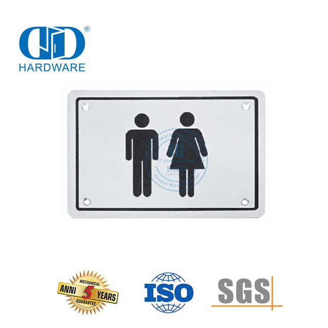 Plaque de signalisation de Type carré en acier inoxydable, unisexe, pour toilettes publiques, salle de bains, toilettes, porte, Plate-DDSP003