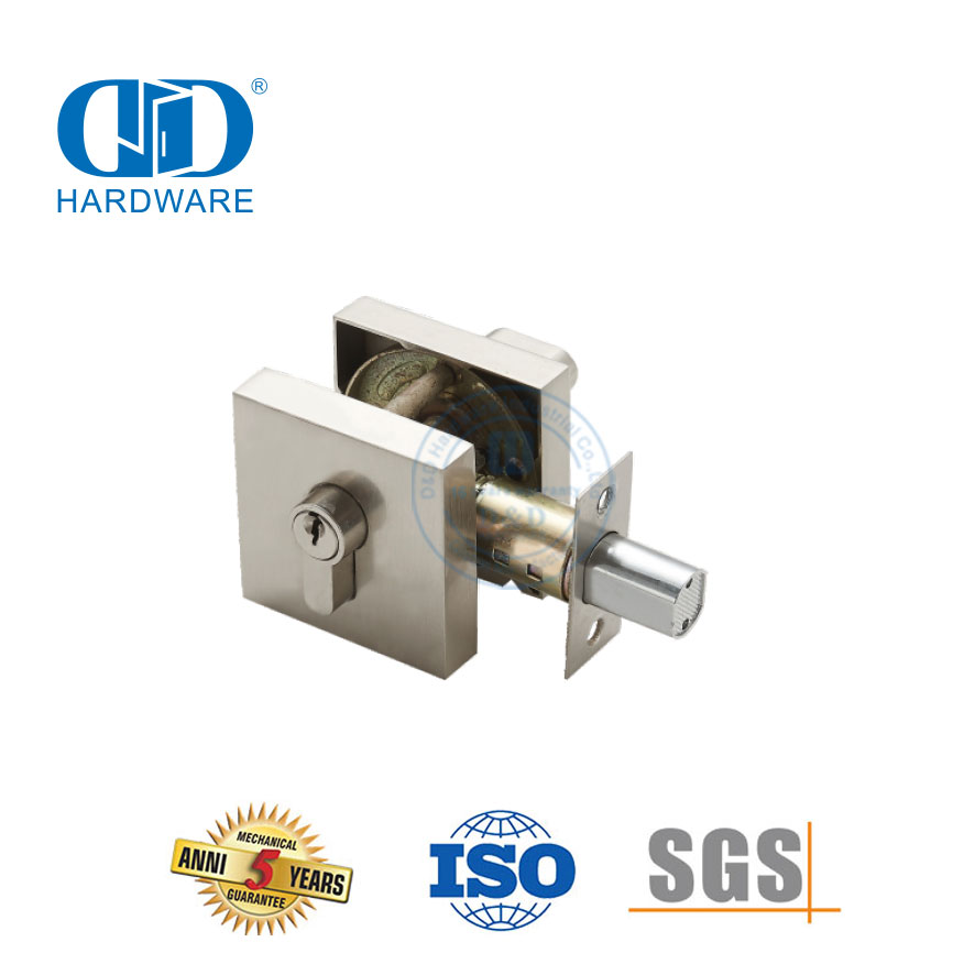 Pêne dormant à simple et double cylindre, matériel à levier solide réglable et fonctionnel, serrure à bouton verrouillable pour porte en bois-DDLK021