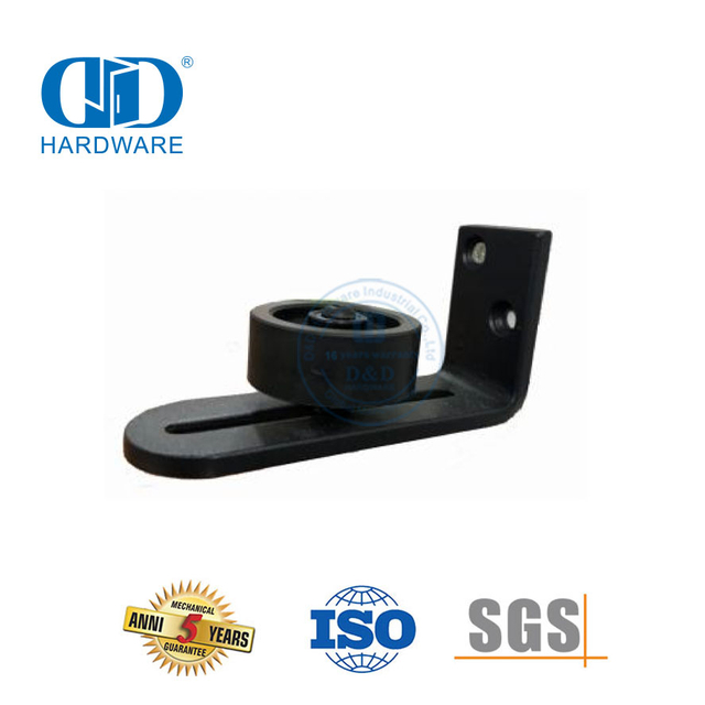 Guide de rouleau de plancher de bas de porte de grange réglable noir universel en acier inoxydable, porte de grange dissimulée Hardware-DDBD082