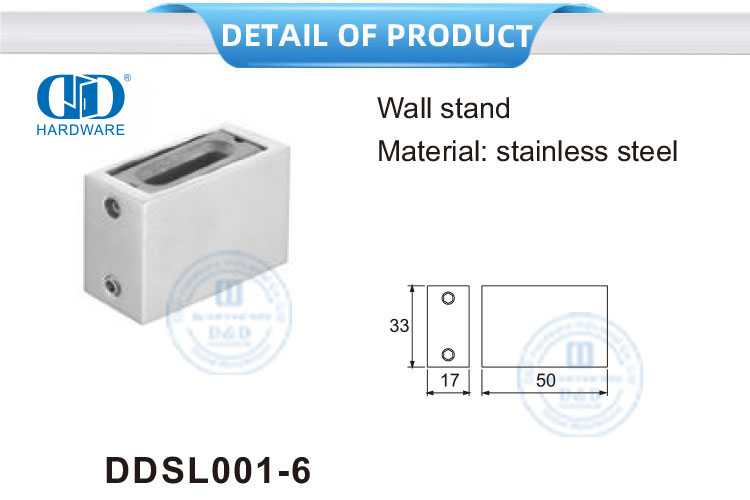 Matériel de verre en acier inoxydable Matériel de porte coulissante Support mural-DDSL001-6