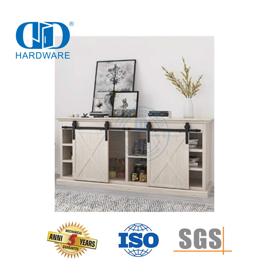 Quincaillerie de construction en acier inoxydable, Mini grange coulissante noire, quincaillerie de porte en bois pour armoire et meuble TV-DDBD031