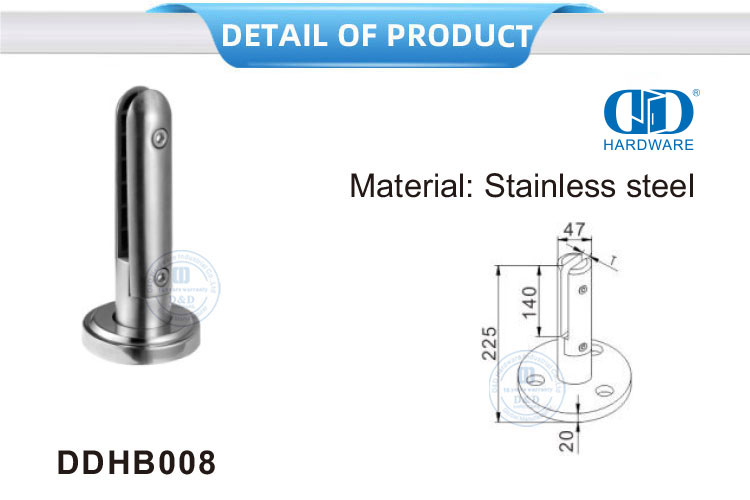 Balustrade en verre sans cadre en acier inoxydable, balustrade, pince en verre, robinet, main courante, support mural-DDHB008